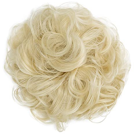 CAISHA Haarteil Haargummi Hochsteckfrisuren Brautfrisuren Voluminös Gelockt Unordentlich Dutt Kunstfaser DM15cm Platinblond G18A