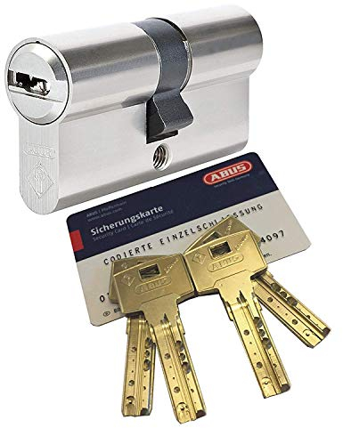 ABUS Bravus.3000 Sicherheits - Doppelzylinder mit 4 Schlüssel, Länge 30/30mm mit Sicherungskarte und höchstem Kopierschutz, Zusatzausstattung: Not- u. Gefahrenfunktion und erhöhter Bohr- u. Ziehschutz BS01 (Ziehschutz nur kernbezogen)