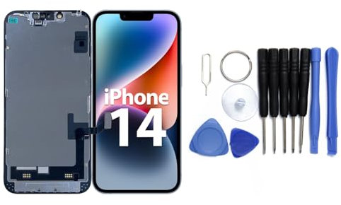 h24z Zuverlässiger LCD-Touchscreen-Ersatz mit Reparaturset kompatibel mit iPhone 14 6,1 Zoll Display inklusive Werkzeug für hochwertige Reparaturen