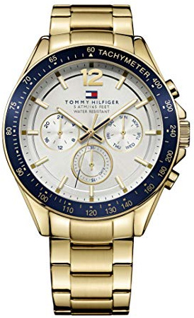 Tommy Hilfiger Herren-Armbanduhr, Quarz, vergoldet und Gliederarmband, Farbe: Gold (Modell 1791121)