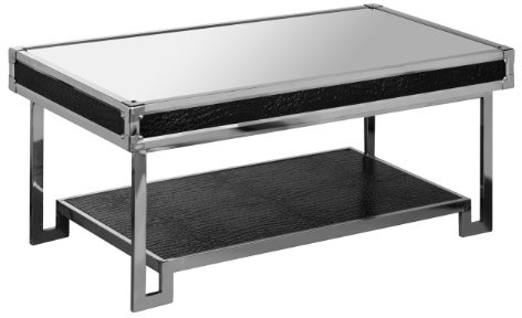 Premier Housewares Stainless Steel Mirror Coffee Table with Crocodile Effect Detail