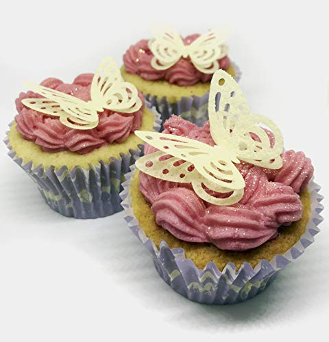 Kuchendekorationen, 3D-Design, essbar, 3D-Oberteil, Blassgelb, 24 Stück