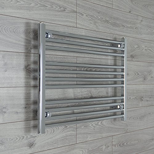 companyblue 900mm wide x 600mm high Heated Towel Rail Straight Flat Chrome Bathroom Warmer Radiator Rack Central Heating