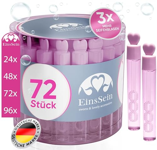 EinsSein 72x Bolle di sapone matrimonio Vetro d'amore Set rosa wedding bubbles bollè sposi piccola compleanno festa sapomo bolles sposi bolla contenitore matrimonio decorazioni decoration accessories