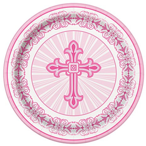 Unique Party 43785 - Piatti per feste religiose, 23 cm, colore: Rosa