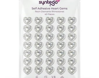 Syntego 80 x Selbstklebende, Klare Herz-Edelsteine, Acryl-Kristalle, Kartenherstellung, Verzierungen, 1,2 cm, Beige