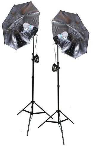 moderntex 2X Studioset Dauerlicht Tageslichtlampe 65W mit Reflexschirm und Stativ