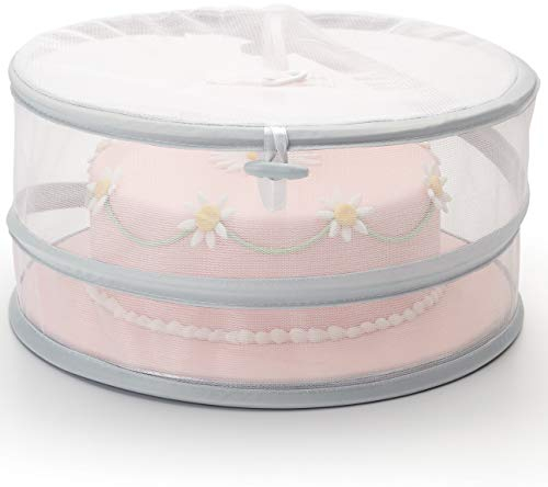 KitchenCraft Pop-Up Lebensmittelabdeckhaube, Polyester, Weiß, Transparent, Faltbar, 31 cm x 12 cm x 16 cm