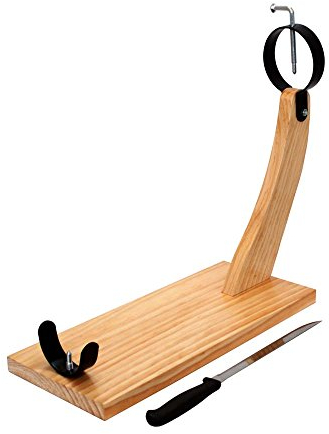 Inalsa Jamonero Curvado con Cuchillo, Madera, Marrón, 40x17x40 cm