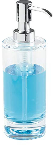 iDesign Eva Distributeur de Savon, Pousse-Mousse Élégant en Plastique, Transparent/Argenté