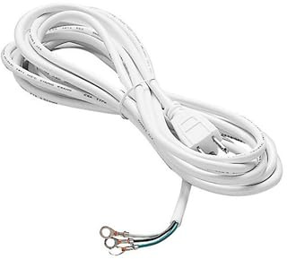 WAC Lighting 120V to 300V Rated 3-Wire SVT Power Cord with Ground Plug-in and Open Splice End to Power Track Systems 15FT in White