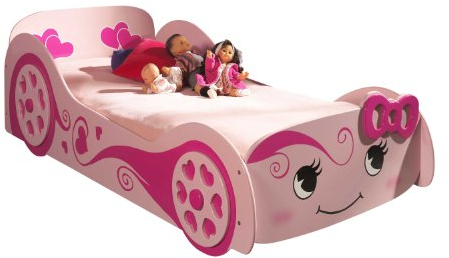VIPACK SCLB200 Autobett Pretty Girl Love Car Bed, Circa 213 x 68 x 101 cm, Liegefläche 90 x 200 cm, lackiert aufgedruckte Optik, rosa