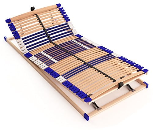 stabiler Lattenrost 100% BUCHE - Kopf- und Fußteil verstellbar - SCHULTERFRÄSUNG, 7 Zonen, 44 Federleisten, Härte-Regulierung, Mittelgurt - COMFORT 44® Vario - 100% fertig montiert (70x200cm)
