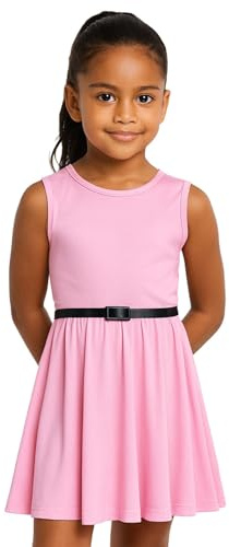 A2Z 4 Kids Girls Plain Skater Dress Party Fashion Summer Dresses - New Skater Dress Baby Pink 11-12