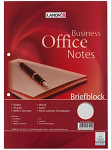 Landré 100050242 Briefblock Office - 70 g/qm, A4, 5mm kariert, 50 Blatt