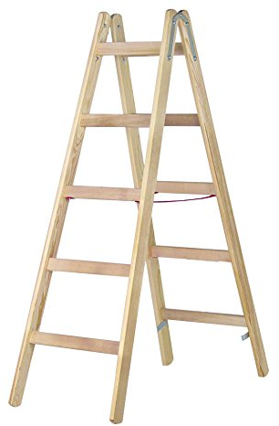 Hymer 7141010 Holz-Sprossenstehleiter, 2x5 Sprossen