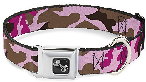 Buckle-Down Camo Olive Hundehalsband Bone, groß/38,1–66 cm