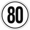 Geschwindigkeitsaufkleber 80 km/h, Ø 200 mm, Deutschland