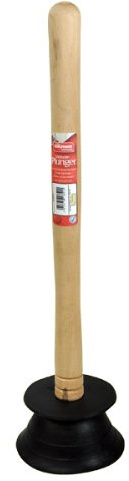 Kingfisher WOODP2 5-Inch Wooden Handled Sink Drain Plunger - Black