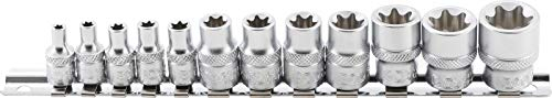BGS 2038 | Juego de llaves de vaso E-Torx | entrada 6,3 mm (1/4) / 10 mm (3/8) | E4 - E20 | 12 piezas