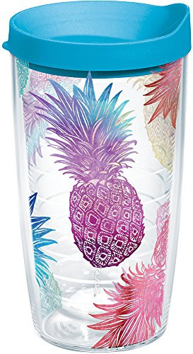 Tervis 1217684 Watercolor Ananas Wrap Becher mit Deckel türkis, 16 oz