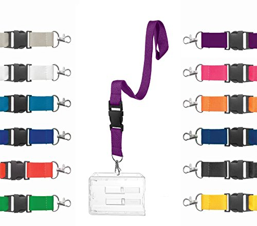 Karteo® Ausweishülle für 2 Karten | Kartenhalter Hartplastik mit Schlüsselband lila