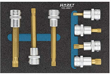 Hazet Schraubendreher-Steckschlüsseleinsatz-Satz, Vierkant hohl 10 mm, Innen Vielzahn Profil XZN, 1 Stück, cvd-tin beschichtet, 163-460/7
