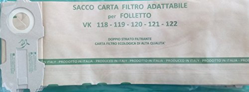 FL120 Lot de 8 pièces de rechange compatible avec : marque : Sac pour Aspirateur Vorwerk Folletto modèle : vK 118 VK 119 VK 120, VK 121, VK 122 et 31/et 340 kobold VR 118 VR 120 VR 121