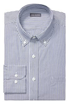 Van Heusen Men's Pinpoint Regular Fit Stripe Button Down Collar Dress Shirt Tuxedo, Ocean, 41 cm Hals 81 cm-84 cm Ärmel