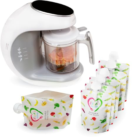 Procesador de alimentos para bebés | Mezclador de alimentos para bebés | Cocina y mezcla alimentos caseros saludables para bebés en cuestión de minutos | Autolimpieza | Control de pantalla táctil | 6