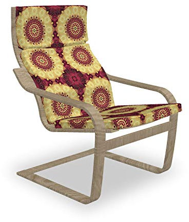 ABAKUHAUS lila Mandala Poäng Sessel Polster, Alte Barock-Kunst, Sitzkissen mit Stuhlkissen mit Hakenschlaufe und Reißverschluss, Maroon Gelb