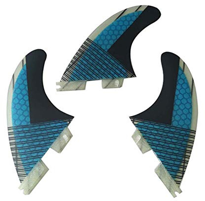 Topways Fiberglas + Honeycomb Surfboard Finnen (3) Glas Flex Thruster Surf Fin Set FCS II Style G5 - Tri Fin Thruster Set Surfboard Fins FCS II G5 M Größe Future Fins, blau