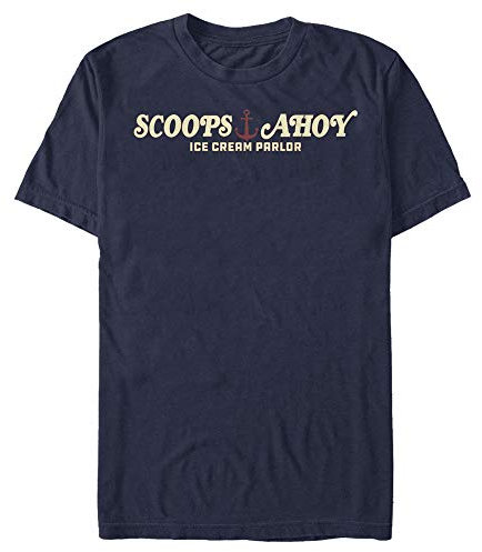 Stranger Things Herren Scoops Ahoy Simple Logo T-Shirt, Marineblau, Mittel