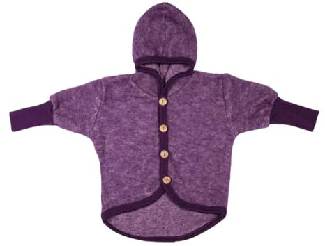 Cosilana Baby Fleece-Jacke mit Kapuze kbT Wolle Bio Baumwolle Made in Germany (DE/NL/SE/PL, Numerisch, 62, 68, Lila-Melange)