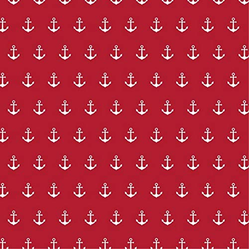 Stoff Meterware Anker Design Baumwolle - 1 Meter, Boot, Schiff, Maritim, Kleidung, Deko, Bettwäsche (Rot)