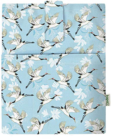 Buchhülle - Hardcover für geheftete Bücher, waschbarer Stoff,wasserfest,Buchschutz - gepolstert, Tablet-Schutzhülle für Erwachsene (Crane)
