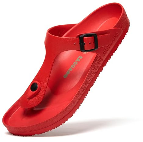SAGUARO Infradito da Bagno Unisex Antiscivolo Sandali da Spiaggia Donna Slip-on L'Estate Pantofole da Piscina Casa Dentro Fuori, Slipper Rosso 37