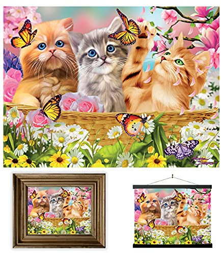 3D LiveLife Linsenförmige Wandkunst Drucke - Kätzchen Spaß Zeit von Deluxebase. Ungerahmtes 3D Katze Poster. Perfekter Wandfüller. Original kunstwerk lizenziert von bekannt künstler, Michael Searle