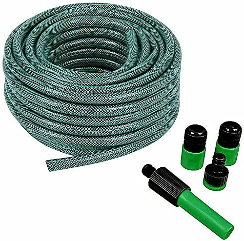 Vetrineinrete® Tubo irrigazione da giardino in pvc verde con accessori tubo acqua 15 20 metri 60021 F75 (20 METRI)