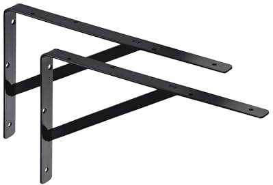 ALPENSTAHL Schwerlastwinkel [ATHENA] 2 Stück Regalwinkel I Tiefe 300 mm I Schwerlastkonsole Schwarz I Wandhalterung Regal Tragkraft 300 kg I Winkel Metall massiv | Metallwinkel 90 grad