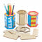 Baker Ross FE522 Kits de pot à crayons hexagonaux en bois - Lot de 3, porte-stylo, peignez votre propre porte-crayon, artisanat en bois pour enfants