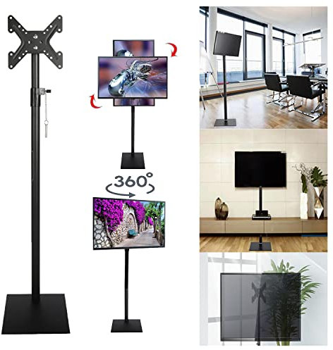 Soporte de TV universal para esquina con soporte giratorio de altura ajustable para televisor LCD de 14 a 42 pulgadas, pantalla plana o curvada, soporte de TV portátil, color negro