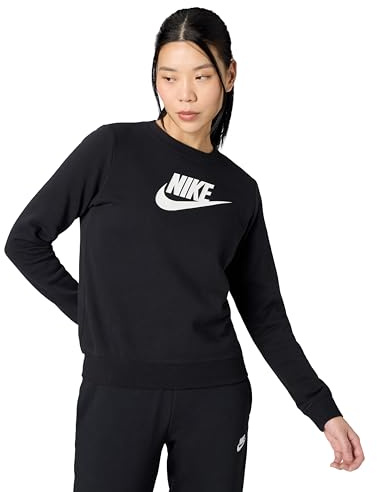 Nike Damen Club Crew Sweatshirt, Black/White, S EU