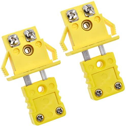 Youmile 2 Stück K-Type Thermoelement-Steckverbinder für Plattenmontage, Miniatur-Buchse, männlich und weiblich, gelber Mini-Steckverbinder