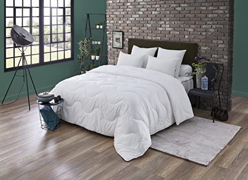 DODO Steppdecke aus Synthetik, 140 x 200 cm, für Einzelbett | Bettdecke Amazonie | milbendicht und aufblasbar | recycelte Faser maschinenwaschbar bei 40 °C