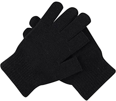 Armstulpen Schwarz Federn Color Solid Handschuhe Stretch Show Gestrickte - und Damenhandschuhe Herren Schreibfinger Wollhandschuhe Handschuhe Fäustlinge Damen