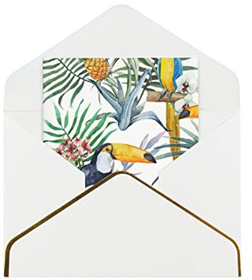 Tropische Blätter Vogel Dankeskarten, Trauerkarten, Geburtstagskarten, Jubiläumskarten, Weihnachtskarten, Urlaubskarten.