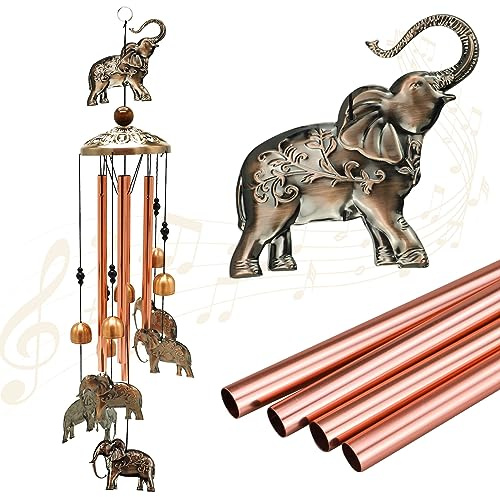 Windspiele, Elefanten-Windspiele, Elefantengeschenke, Outdoor-dekoratives Windspiel, Vintage-Gedenk-Windspiel, Freunde, Geschenke für Älteste, Elefant Kupfer Ornament Geburtstag