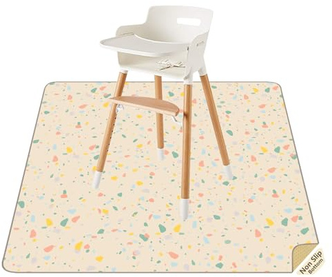 CLCROBD Spritzmatte für unter Hochstuhl/Kunst/Handwerk, 129,5 cm, rutschfeste Matte für Essen, Wasserdichter Bodenschutz und Tischdecke (Beige)