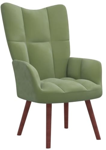 vidaXL Relaxsessel, Sessel mit Stahlrahmen Holzbeinen, Relaxstuhl Polsterstuhl mit Armlehne, Fernsehsessel Polstersessel Wohnzimmer, Modern, Hellgrün Samt